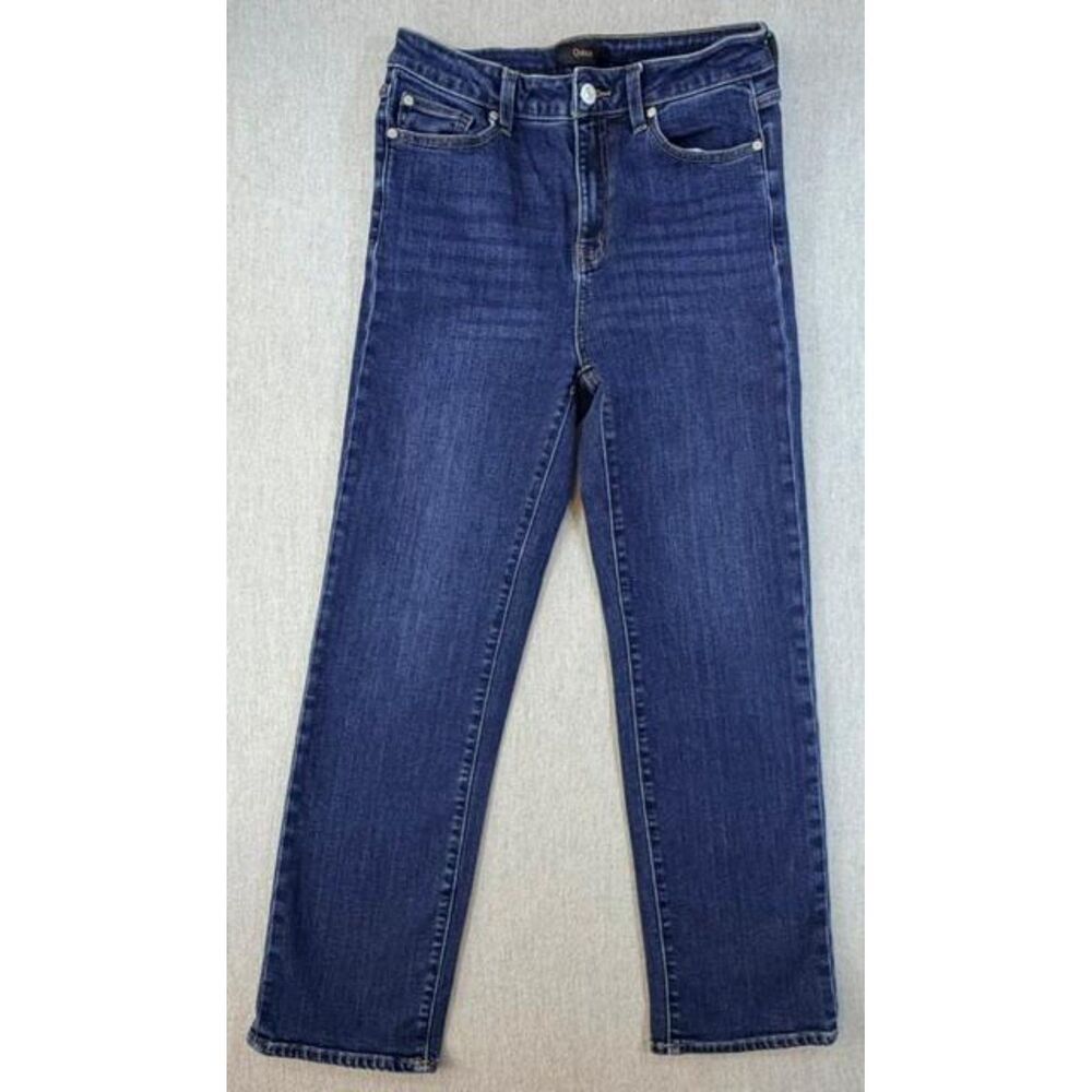 Quince Bella Stretch High Rise Straight Leg Jeans Dark Wash Cotton Size 29